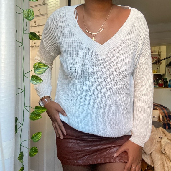 White Knit Fashion Nova Sweater - Picture 1 of 4